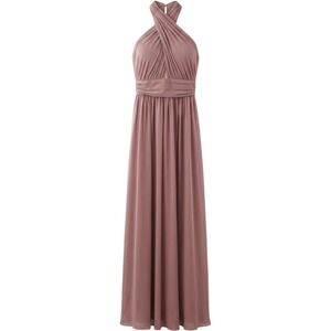 Vow'd Holly Dress Mauve Pink Chiffon Halter Neck Maxi‎ Gown Size 2 NWT
